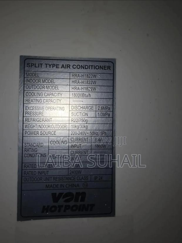VON 18K BTU Split AC + Remote, Sollatek, Brackets Pipes - thumbnail 5