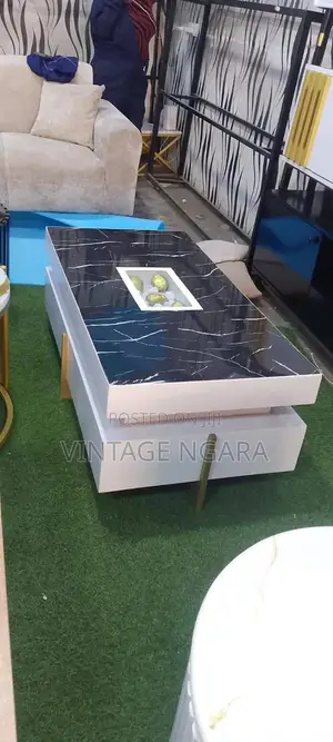Mordern Rectangle Marble Pebble Coffee Table