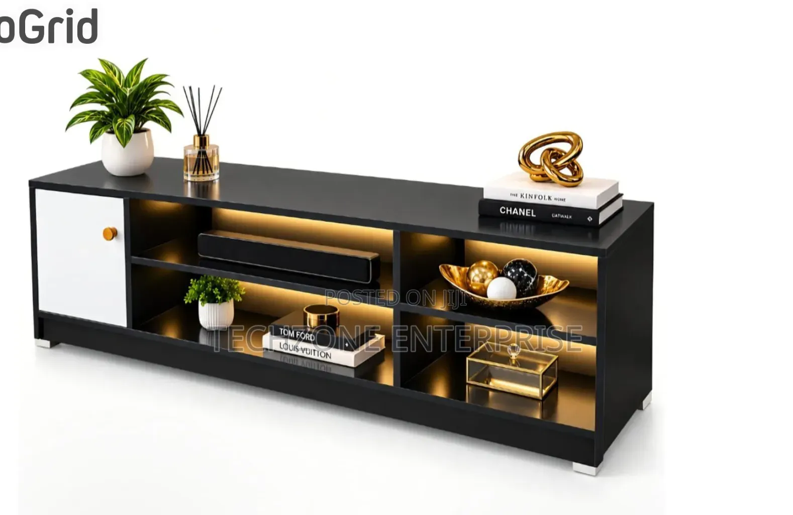 Imported Executive Quality TV Stand With Shelves and Cabinet 