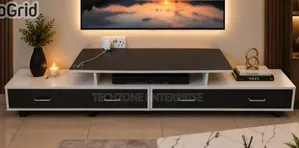 Imported Executive TV Stand With Drawers White and Black 
