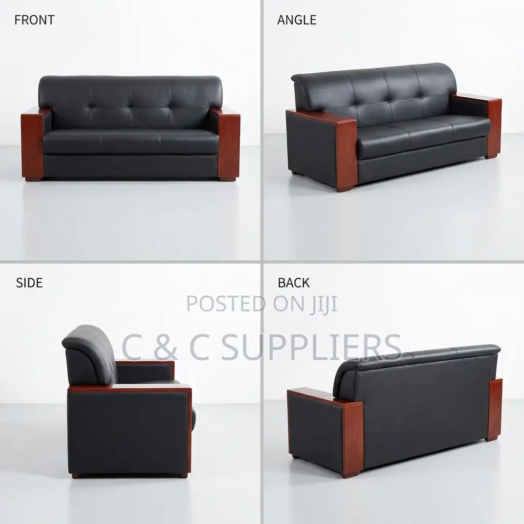 5-Seater Black Waiting Office Sofa.