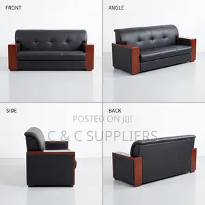 5-Seater Black Waiting Office Sofa.