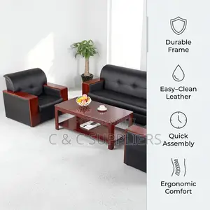 5-Seater Black Waiting Office Sofa.