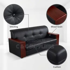 5-Seater Black Waiting Office Sofa.