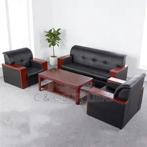 5-Seater Black Waiting Office Sofa.