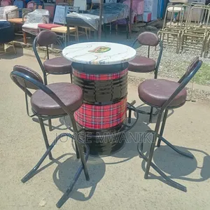 Set of High Bar Chairs and a Custom Table. .