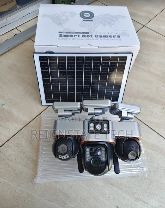 V380Pro 4G Triple Lens Solar Security Cameras With Floodlights
