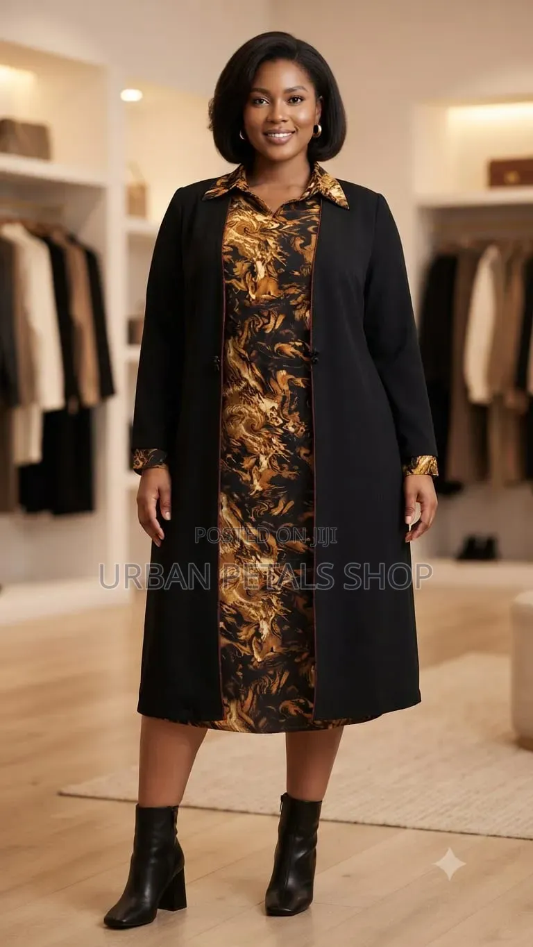 Chiffon Shift Dress Duster Jacket Set