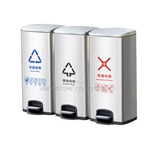120-Liter Four-Compartment Stainless Steel Classified Pedal Dustbin.