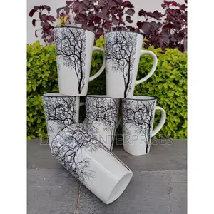 Set of 6 White Tree Mugs