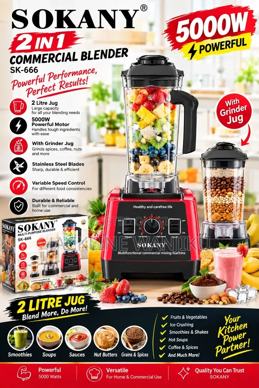 SOKANY SK-666 2-in-1 Commercial Blender