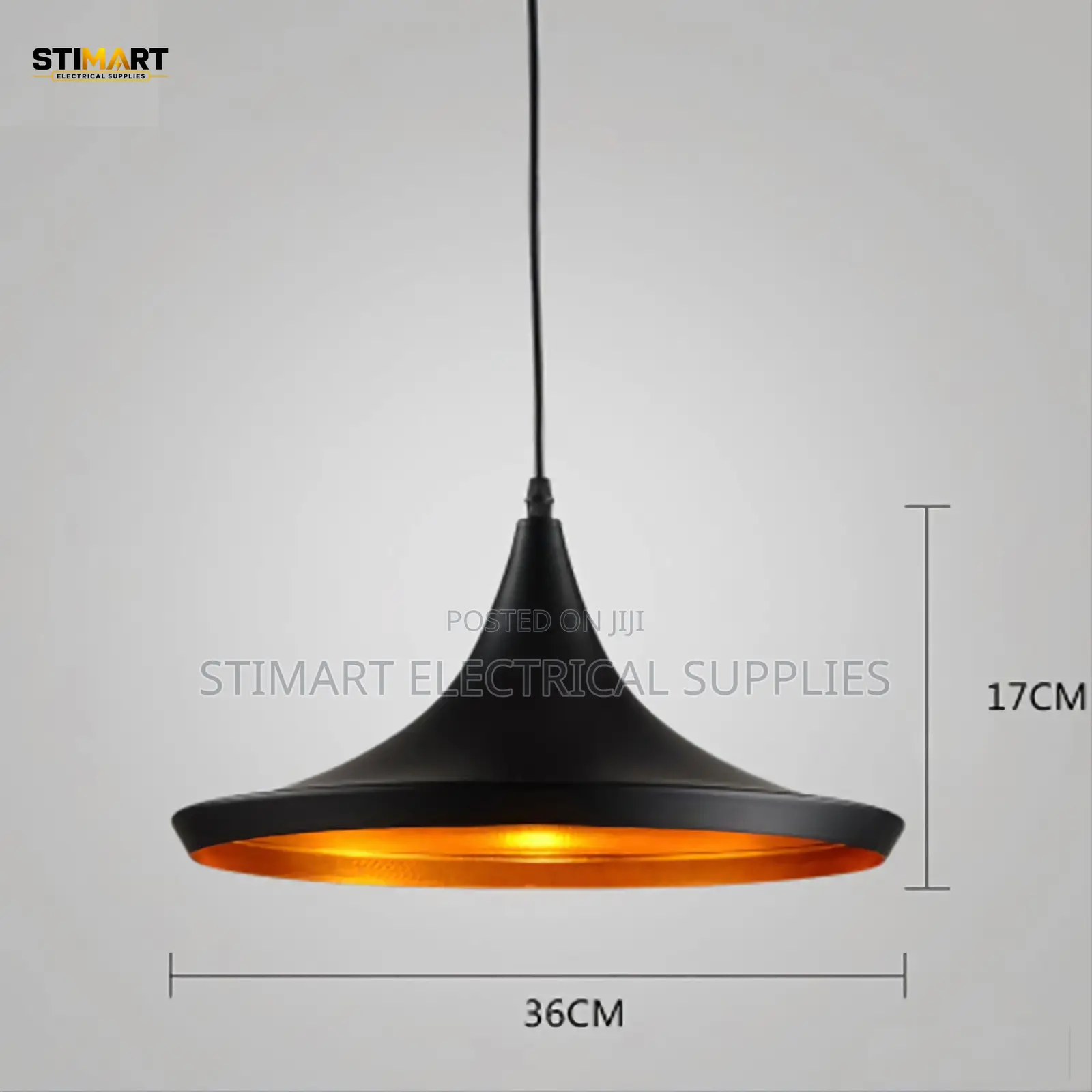 Modern Black and Gold Wide Dome Pendant Light