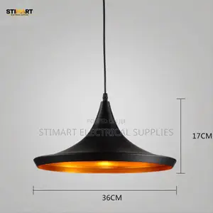 Modern Black and Gold Wide Dome Pendant Light