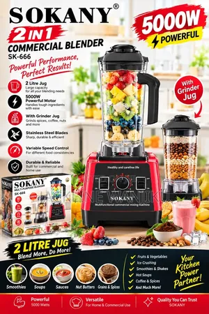 SOKANY SK-666 2-in-1 Commercial Blender