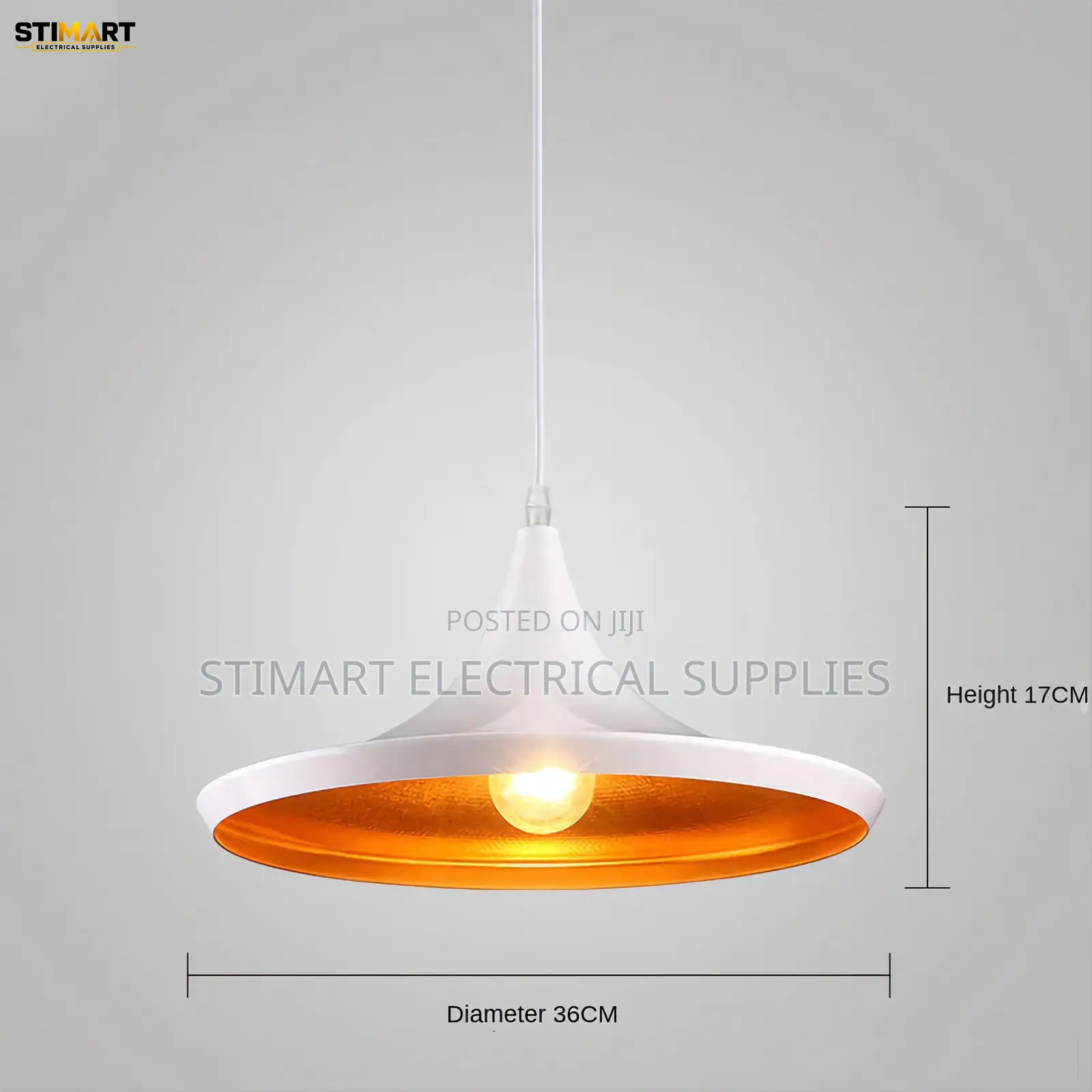 Modern White and Gold Wide Dome Pendant Light