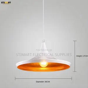 Modern White and Gold Wide Dome Pendant Light