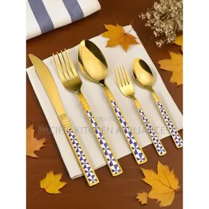 5 Pack Gold Silverware Set Stainless Steel With Spoons Forks Knife