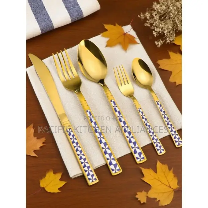 5 Pack Gold Silverware Set Stainless Steel With Spoons Forks Knife