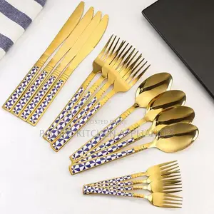 5 Pack Gold Silverware Set Stainless Steel With Spoons Forks Knife