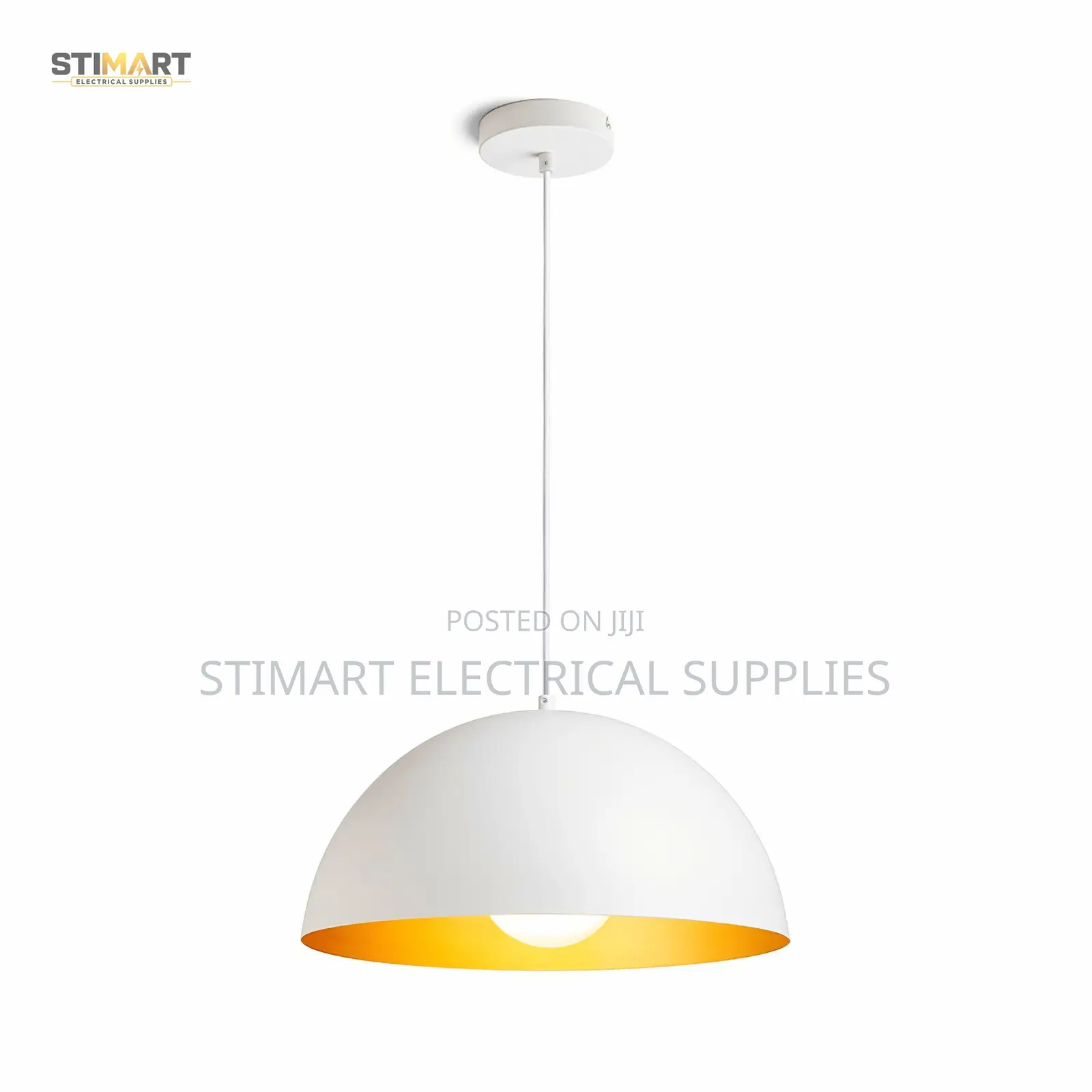 Modern White and Gold Dome Pendant Light