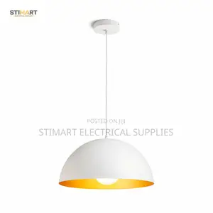 Modern White and Gold Dome Pendant Light