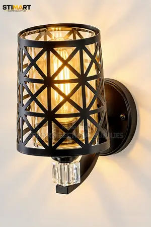 Vintage Geometric Black Cage Wall Light