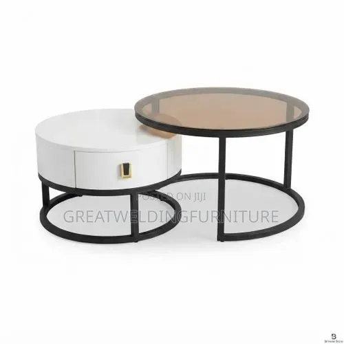 Modern 2-in-1 Nesting Coffee Table Set With Tinted Glass Top