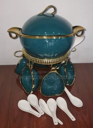 16pc Ceramic Soup Set on Golden Stand Now Available in 4 Colours