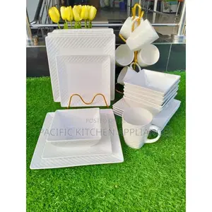 24pcs White Square Dinner Set