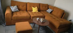 6 Seater L Seat Burnt Orange Sofa