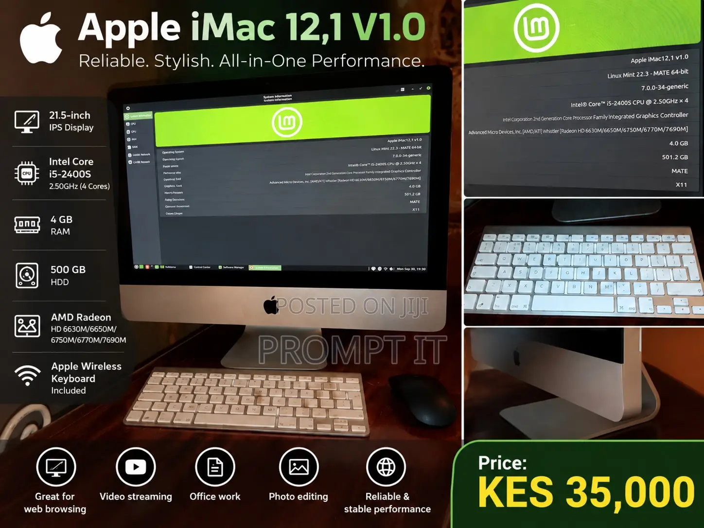 Desktop Computer Apple iMac 4GB Intel Core i5 SSHD (Hybrid) 500GB