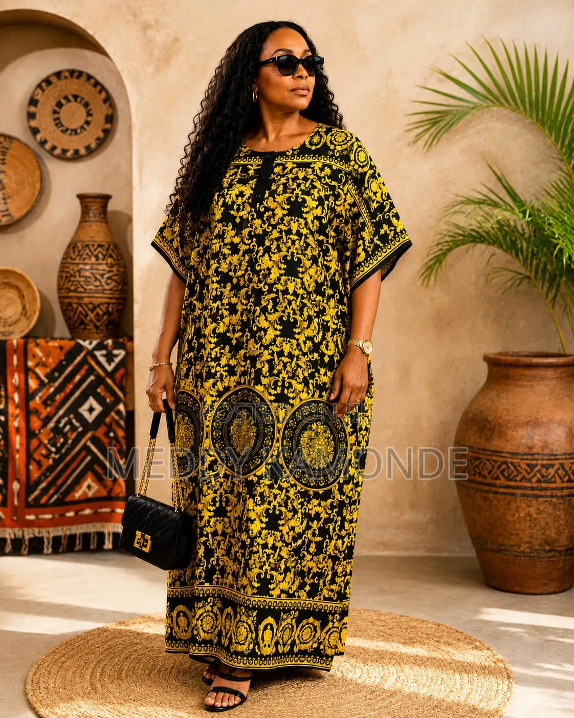 Yellow Free Long Cotton Dress