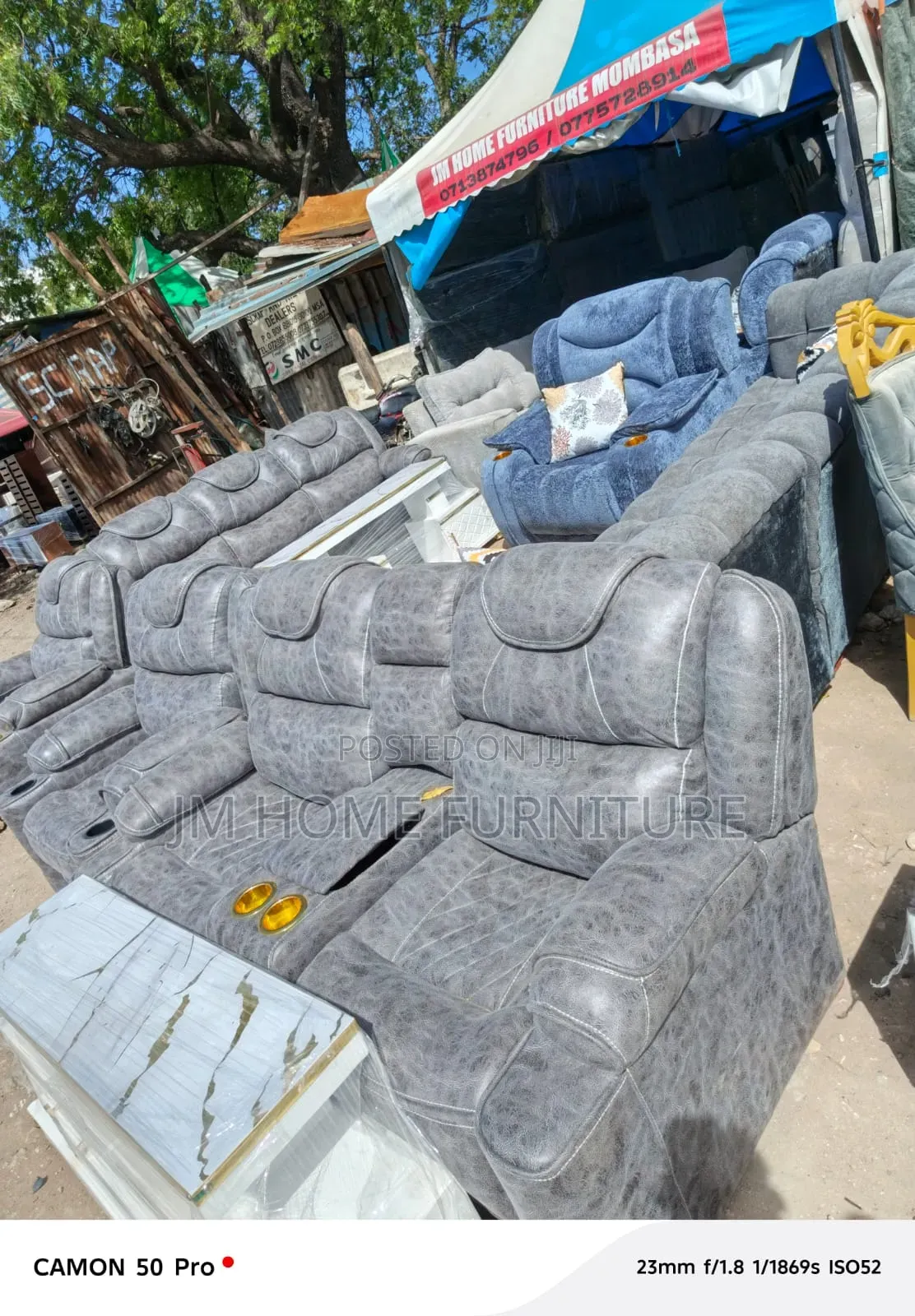 Faiber Semi Recliner Sofa 7 Seator Grey Colour