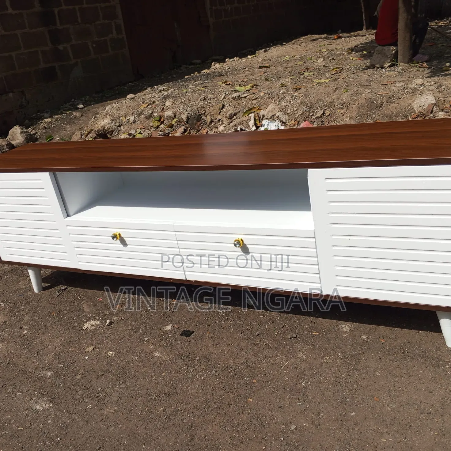Executive White Dark Wood TV Stand