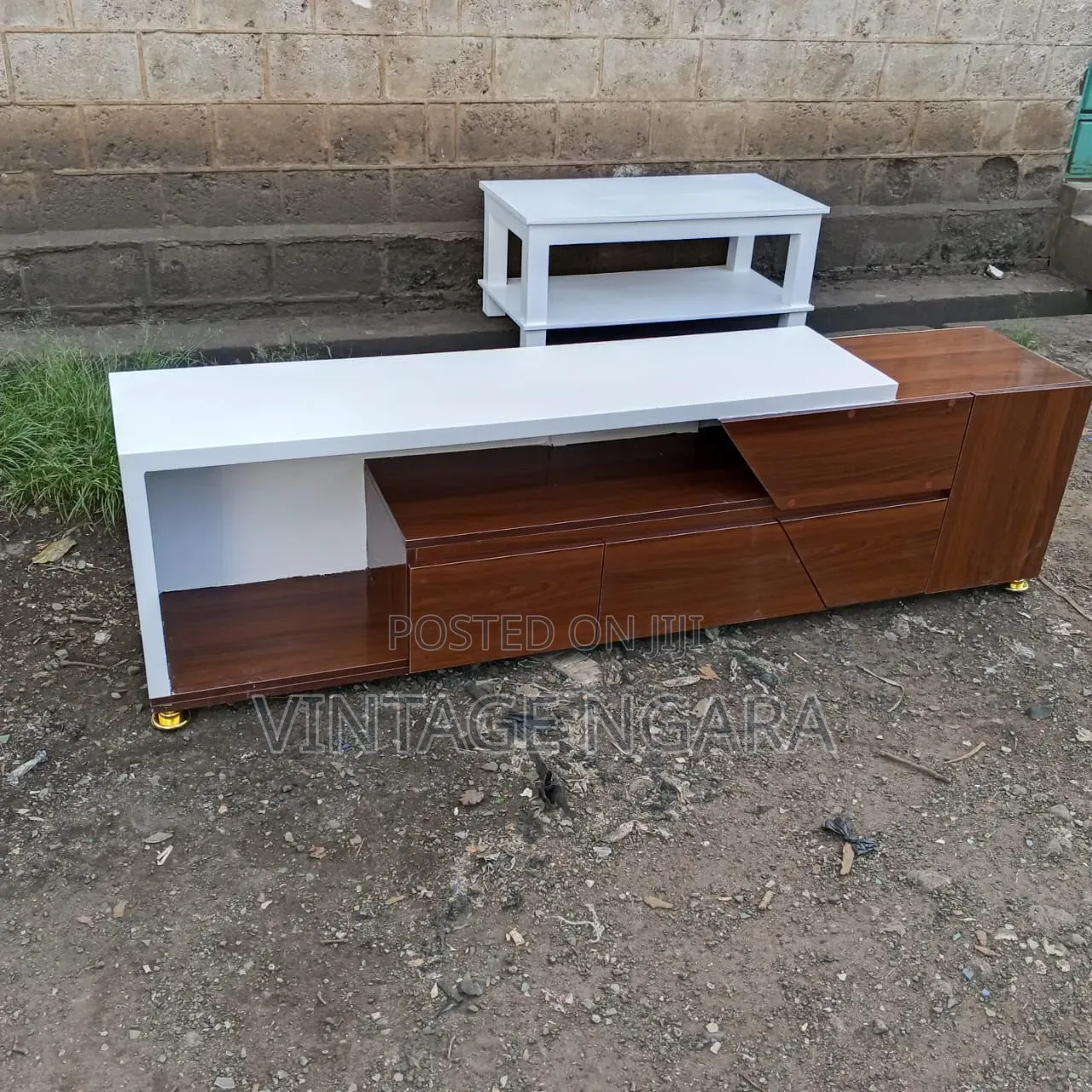 Executive White Dark Wood TV Stand