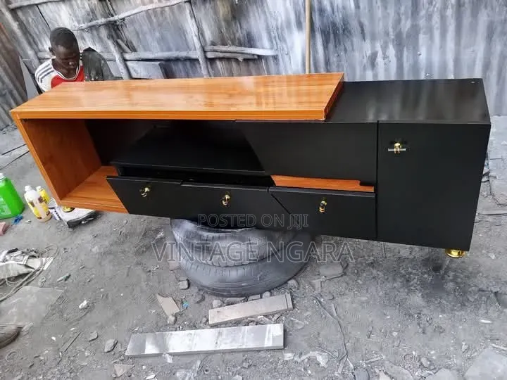 Sleek Black Wooden TV Stand