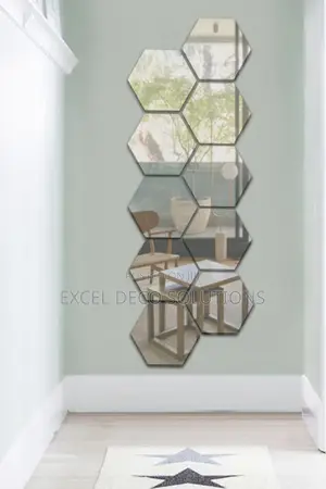 12 PCS Hexagon Acrylic Mirror Stickers - Peel Stick Wall Decor