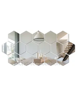 Peel and Stick Hexagon Mirrors - 12Pcs DIY Acrylic Mirror Tiles