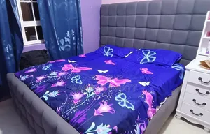 5×6 Grey Upholstered Bed for Sale