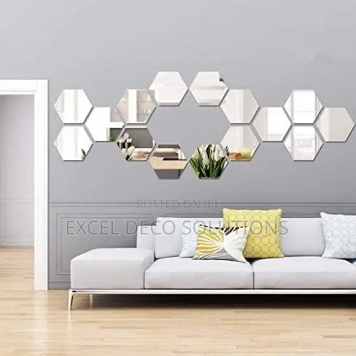 Hexagonal Decor Mirrors 12 PCS - Self Adhesive Mirror Wall Art