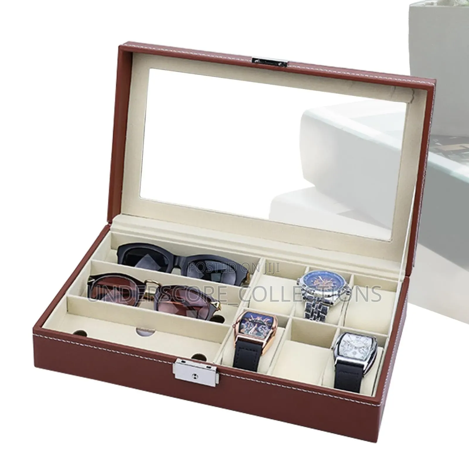 9 Slot Multi Watch Leather Box Organizer