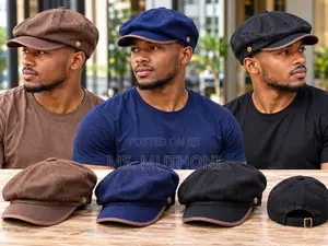 Plaid Newsboy Caps With Faux-Leather Visors