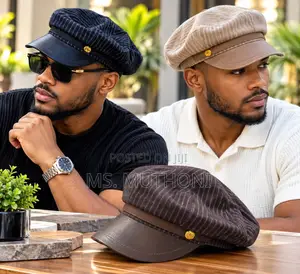 Plaid Newsboy Caps With Faux-Leather Visors