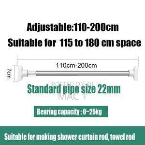 Adjustable Telescopic Shower & Curtain Rod (110cm–200cm)