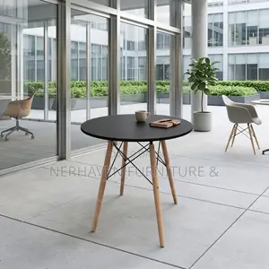 Round Black Wooden Dining Table – Modern Dining Table