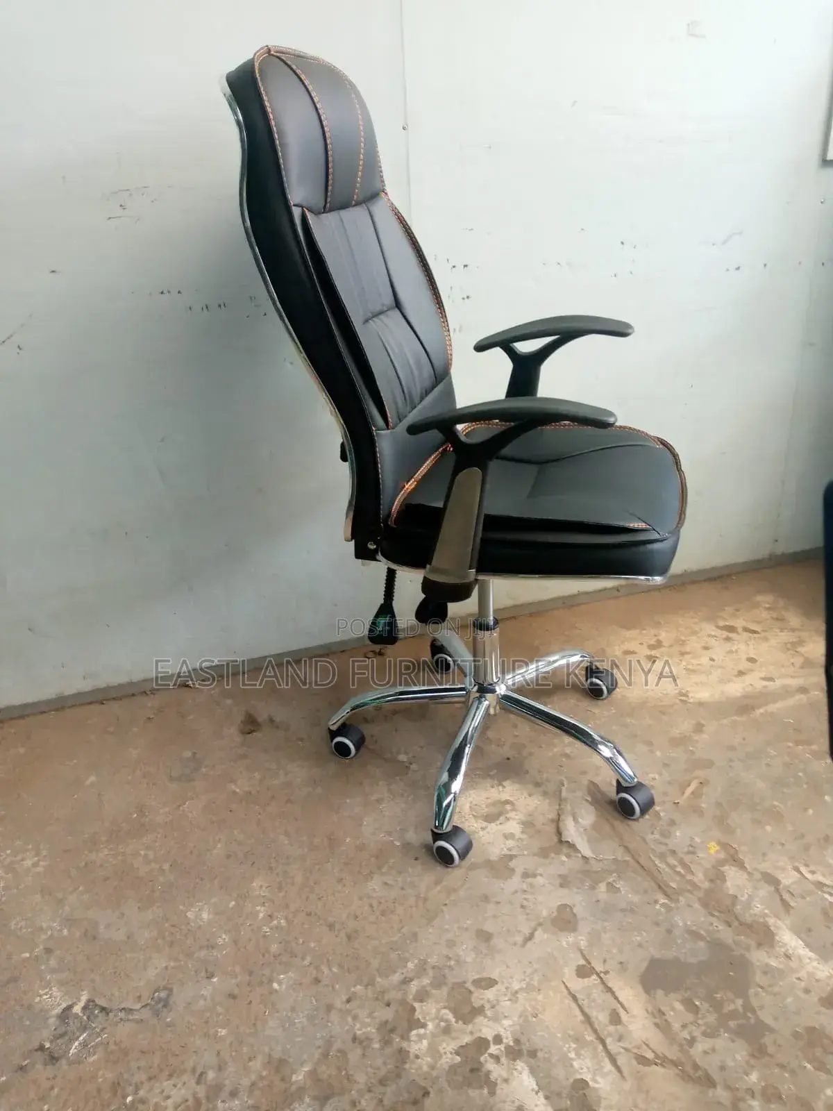 Executive High Back Leather Chair Black With Chrome Base