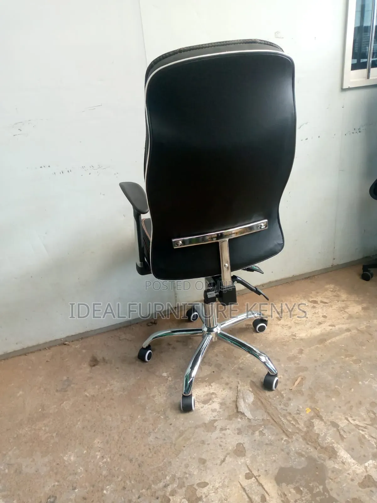 Executive High Back Leather Chair Black With Chrome Base