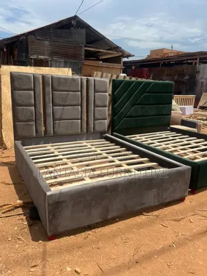 5 by 6 Grey Velvet Fabric Beds
