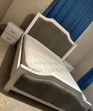 5 by 6 White and Grey High Headboard Beds