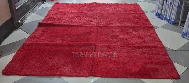 Red and Black Patterned Easy to Clean Fluffy Carpets - main view